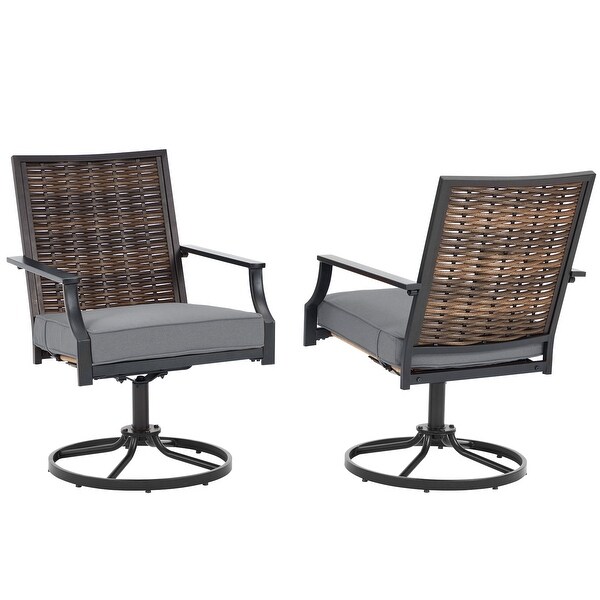 EROMMY Swivel Patio Dining Chairs Set of 2，Outdoor Wicker Aluminum Swivel Chair，Swivel Rocker with AllWeather Aluminum Frame