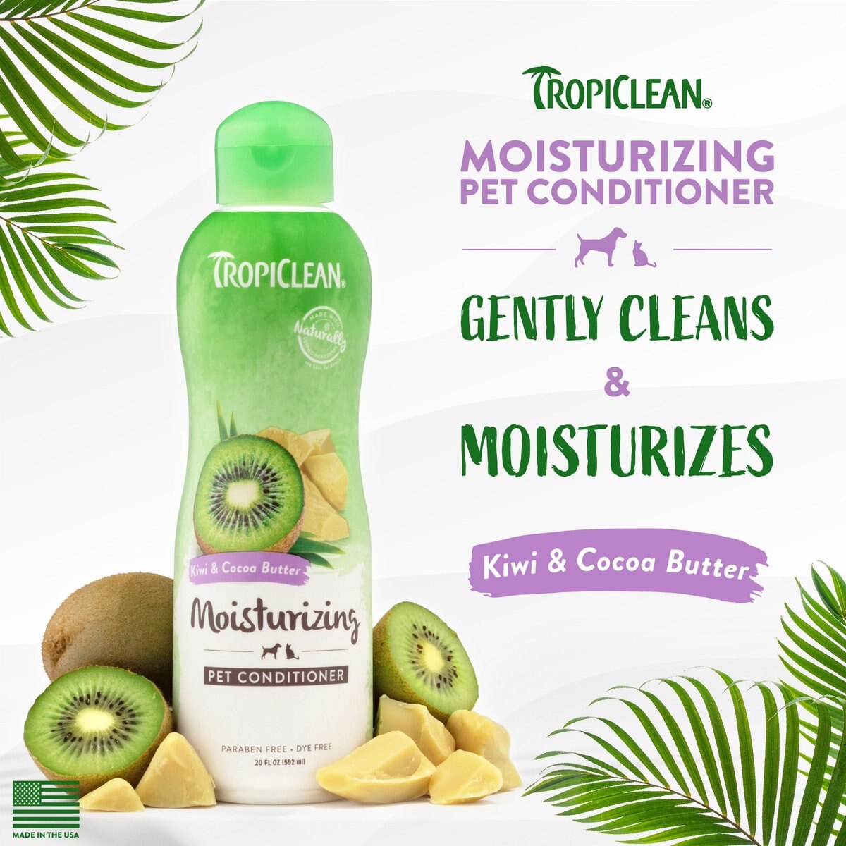 TropiClean Kiwi and Cocoa Butter Dog and Cat Conditioner