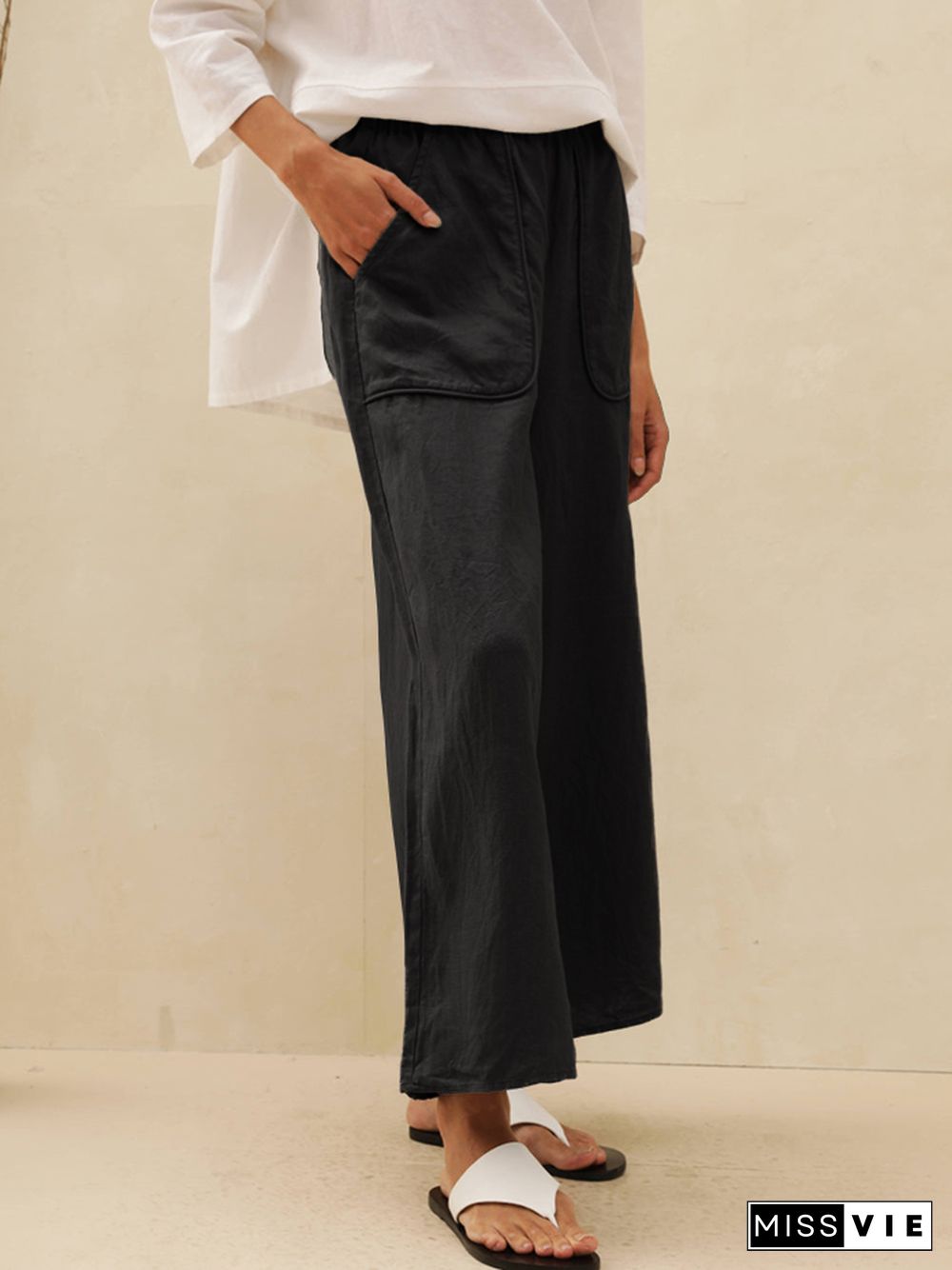 Thalia Linen Pocket Wide Leg Pants