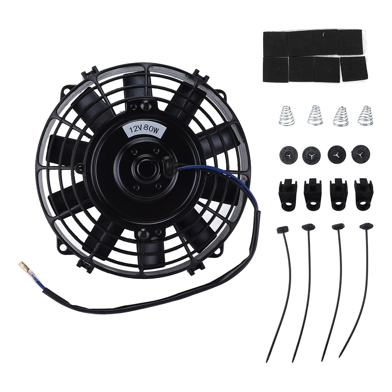 8in Electric Radiator Cooling Fan 12v 80w Straight Blade Pull Push Slim For Ac System Intercooler