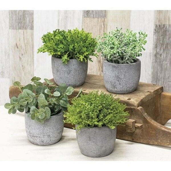 Potted Artificial Greenery 4 Asstd.