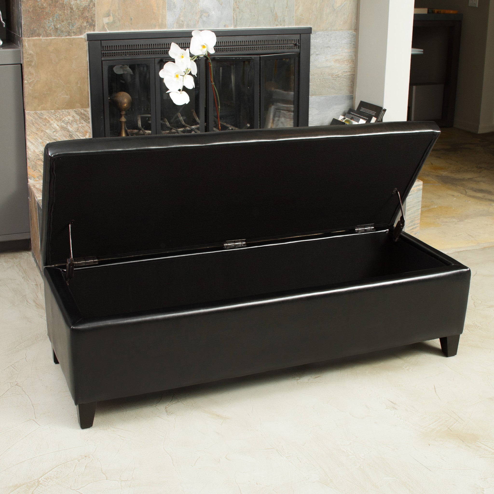 Stratford Leather Storage Ottoman Bench