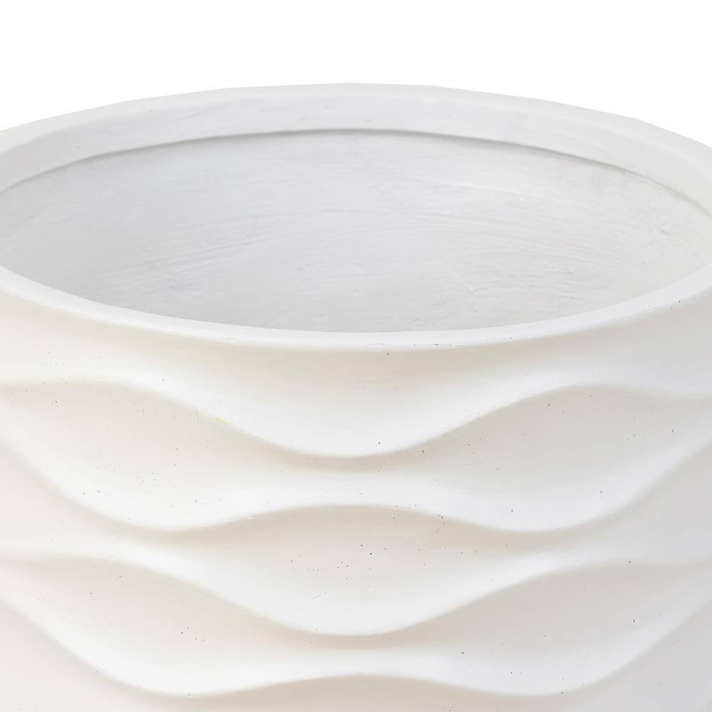 LuxenHome Waves Design MgO White Composite Decorative Pots (2-Pack) WHPL872