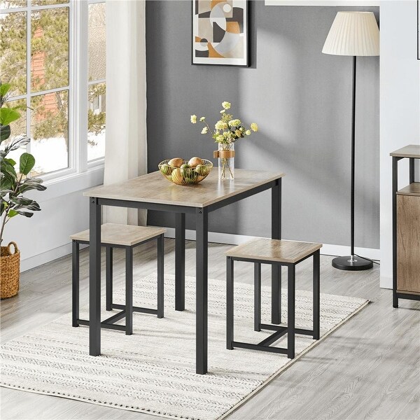 3pcs Industrial Dining Set， Rustic Gray