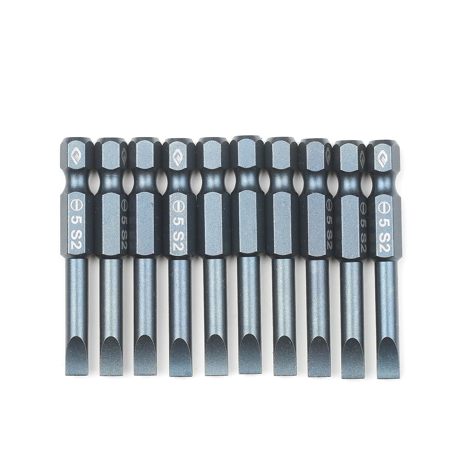 10-piece Slotted Screwdriver Bit Set 1/4-inch Hex Shank S2 Steel Magnetic Screw Driver Bit Set For Power Screwdriver Electric Hand Drill  100mm Sl4