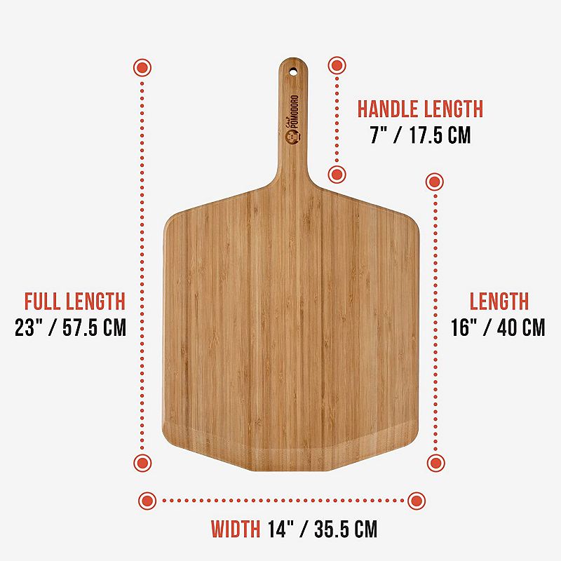 Chef Pomodoro 14-inch Pizza Peel， Lightweight Wooden Pizza Paddle And Serving Board