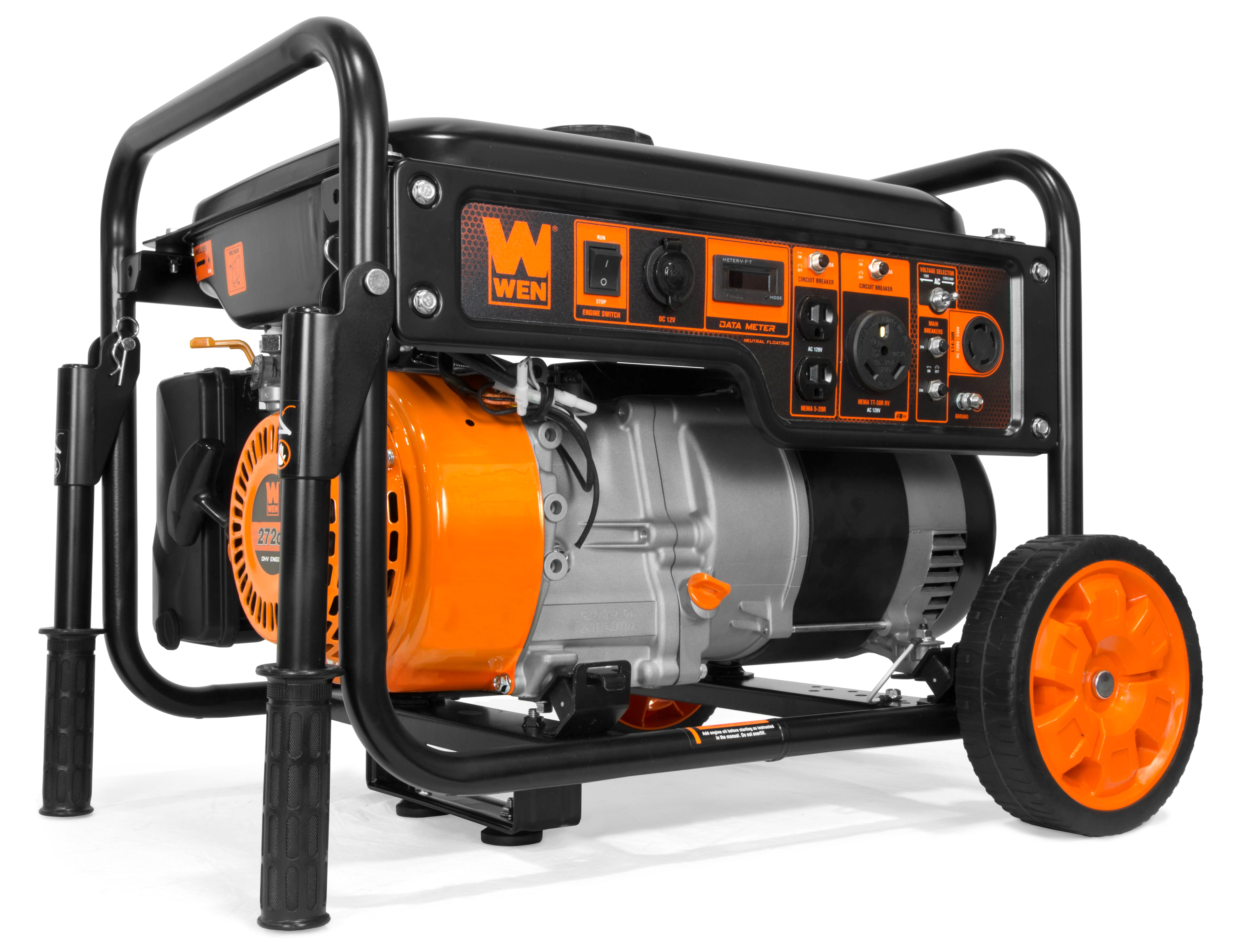 WEN 6000-Watt RV-Ready Portable Generator with Wheel Kit， CARB Compliant