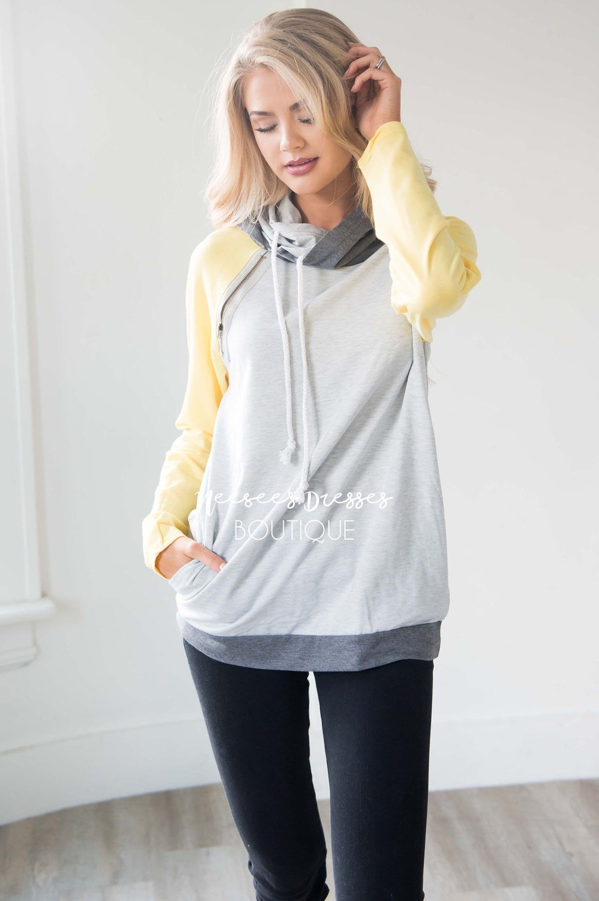 Shoulder Zip Double Hoodie Sweater