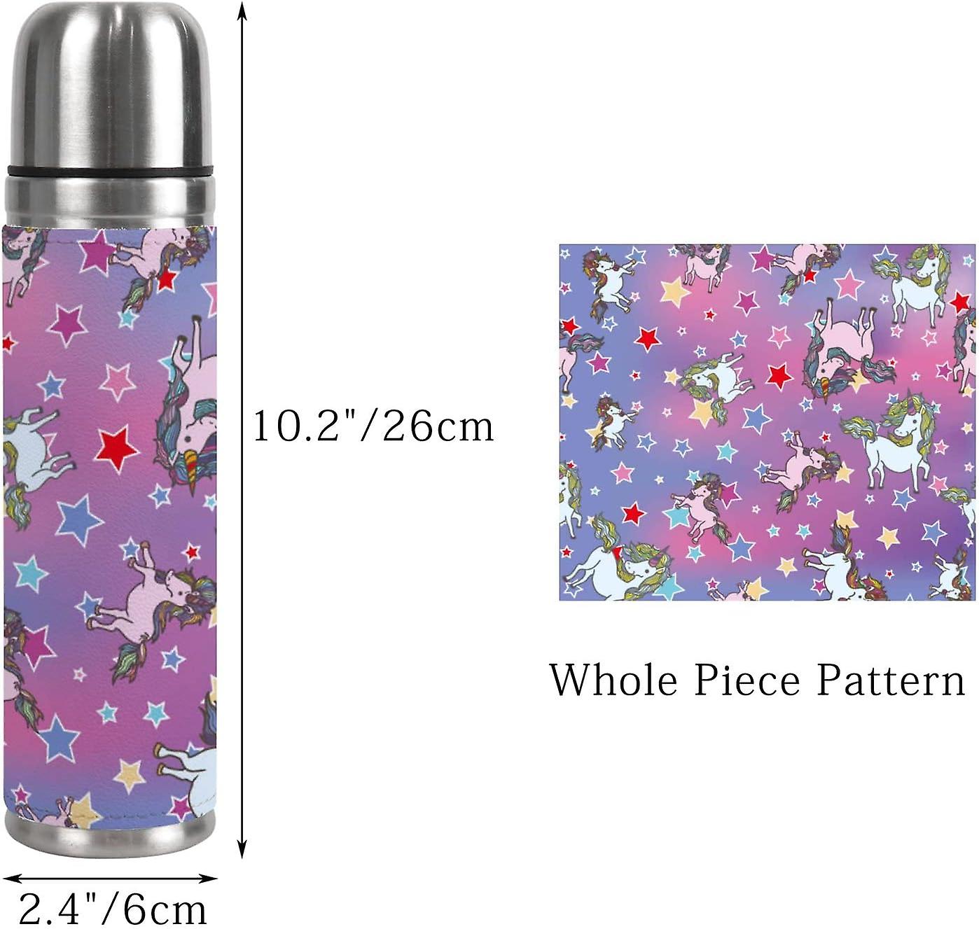 Insulated Mug Stainless Steel Water Bottle Cute Unicorn With Colorful Rainbow Vacuum Cup Travel Mug For Office