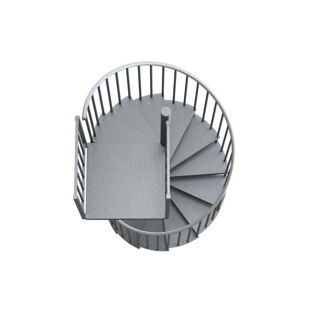 Mylen STAIRS Reroute Galvanized Exterior 42in Diameter Fits Height 102in - 114in 2 42in Tall Platform Rails Spiral Staircase Kit EC42Z11A004