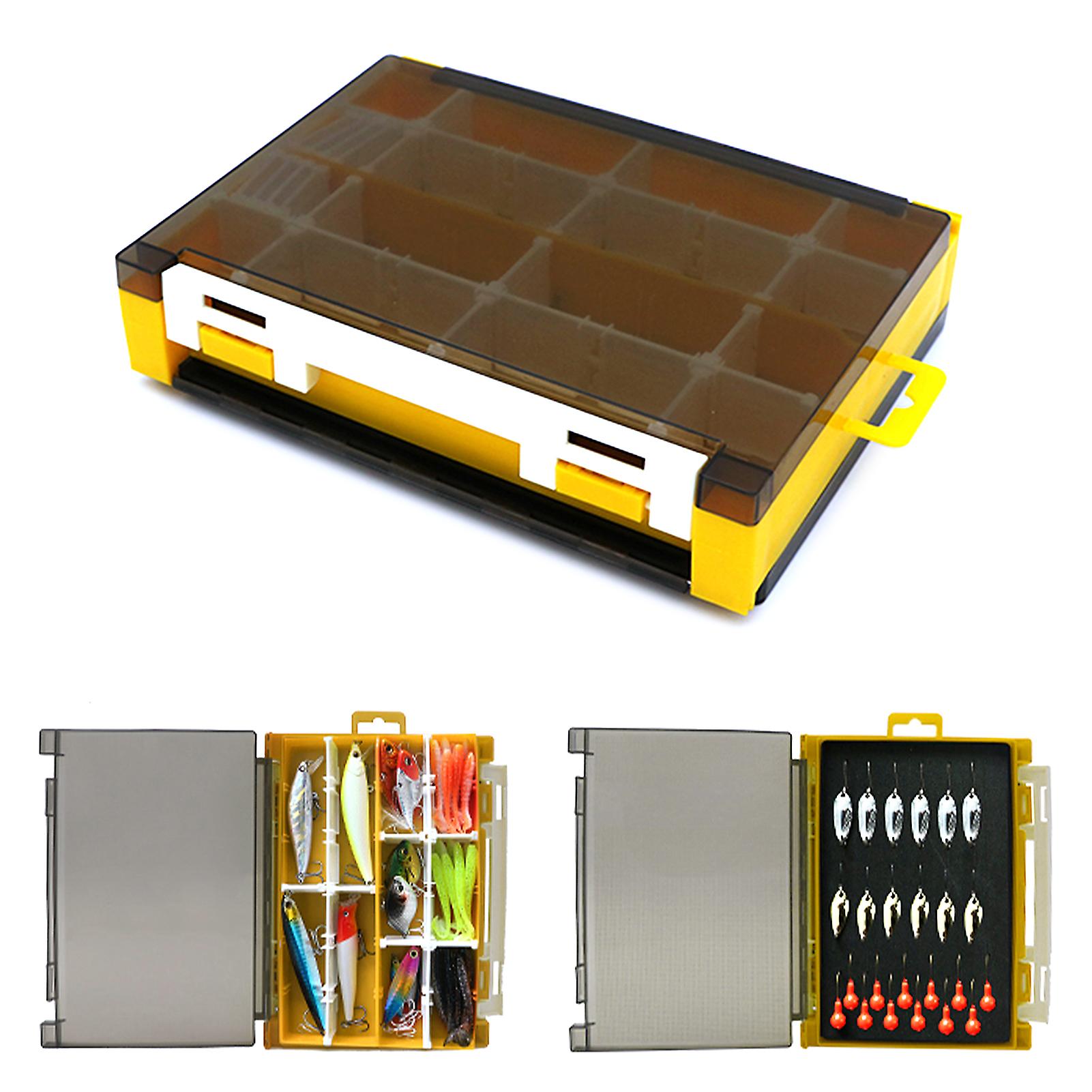 Double Sided Fishing Storage Case Bait Box Lures Organizer Fishing Tackle Container Coffee M