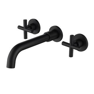 Double Handle Wall Mounted Faucet Bathroom Faucet in Brass in Matte Black DT-LQTH8-08MB