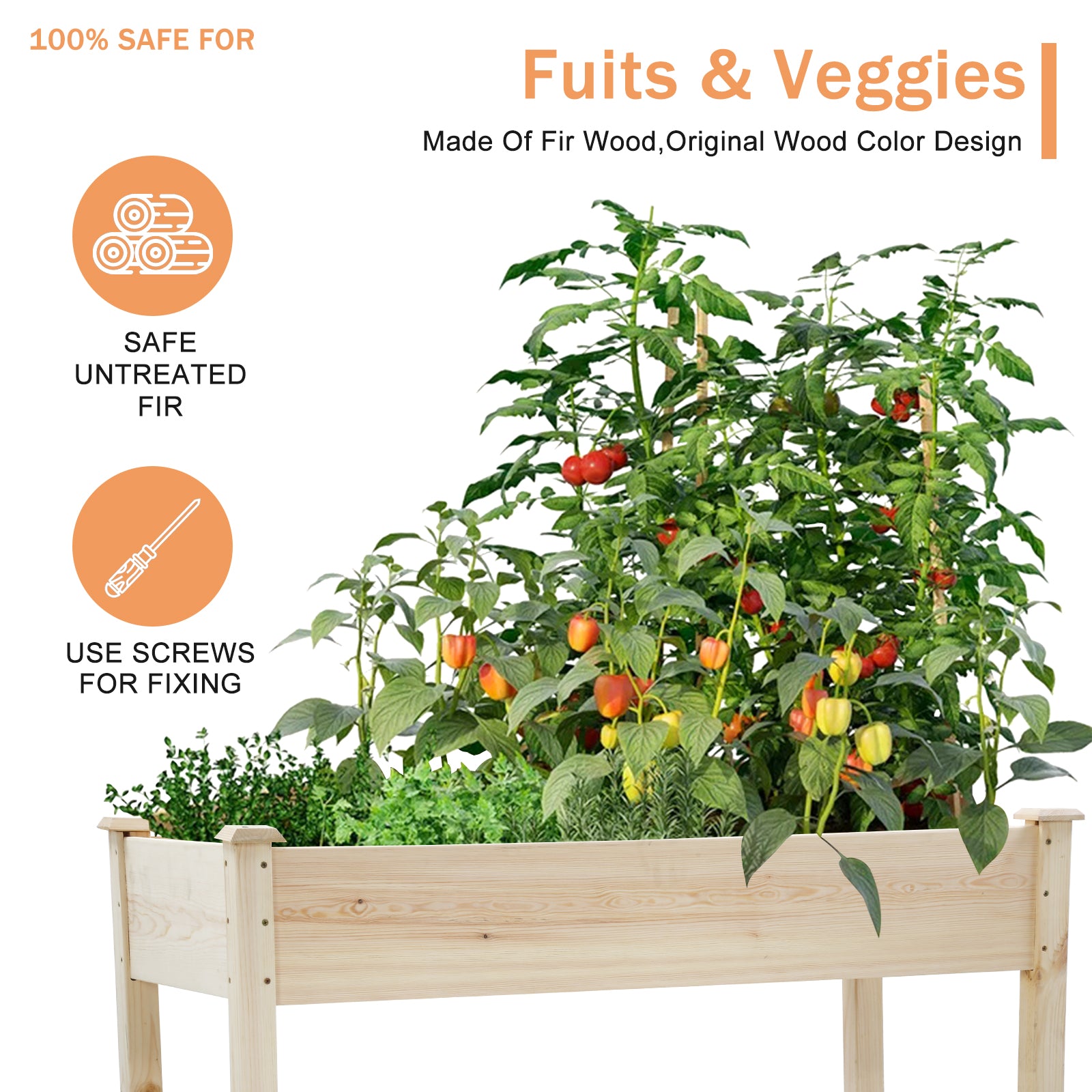 Raised Garden Bed, 48x23x32in Elevated Wooden Planter Boxes Kit with Wheels& Storage Shelf, Outdoor Raised Garden Boxes for Vegetable Plants Indoor/Outdoor Use, Natural