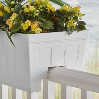 Vigoro 28 in. Eden Medium White Resin Window Box Rail Planter (28 in. L x 12 in. W x 12 in. H) HD1116-089