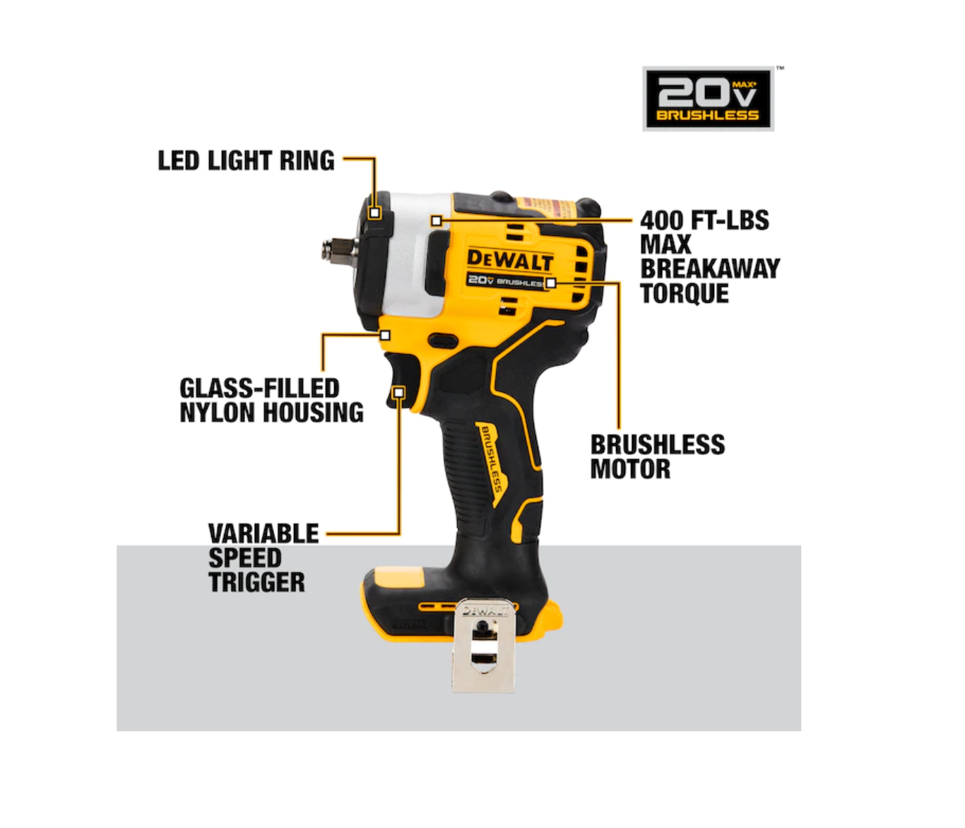 DEWALT DCF913B 20-volt Max Variable Speed Brushless 3/8-in square Drive Cordless Impact Wrench (Tool Only)