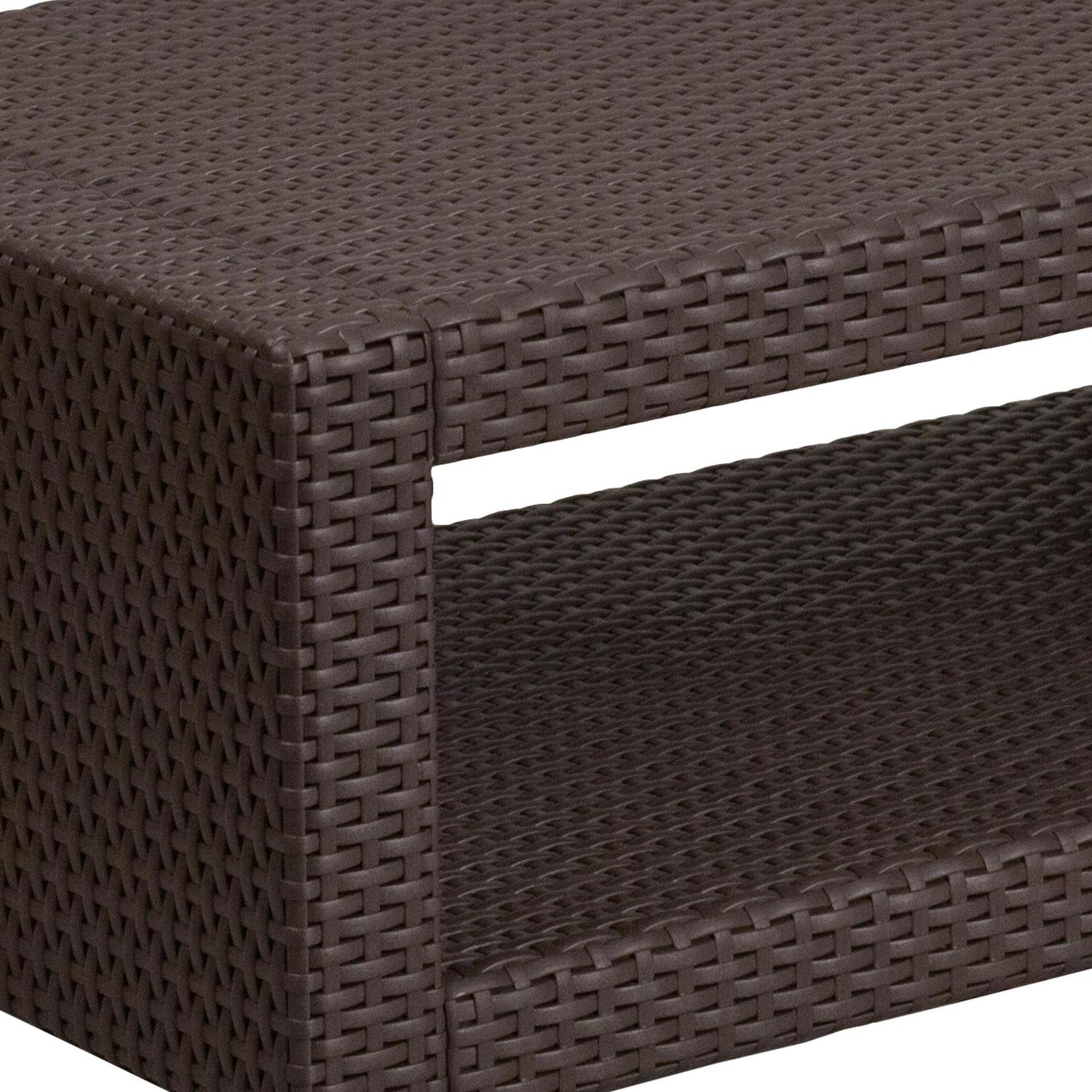 Flash Furniture Chocolate Brown Faux Rattan Coffee Table