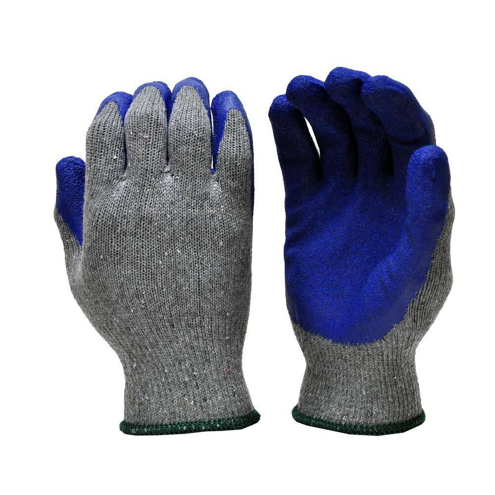 G  F Products Large Blue Latex Palm and Finger Crinkle Pattern Rubber Coated Gloves (120-Case) 1511L-10