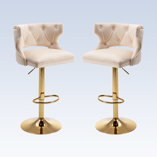 Modern 2PCS Bar Stools With Back and Footrest Counter Height