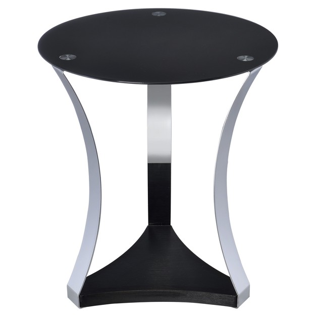 Round End Table Black Chrome Acme Furniture