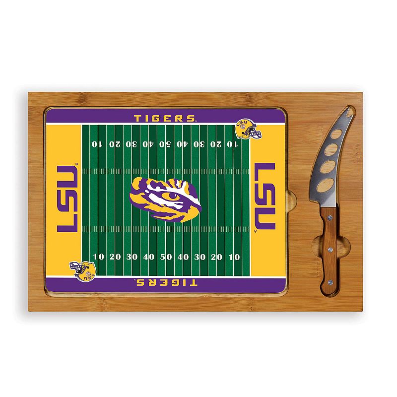 Picnic Time LSU Tigers Icon Glass Top Cutting Board and Knife Set