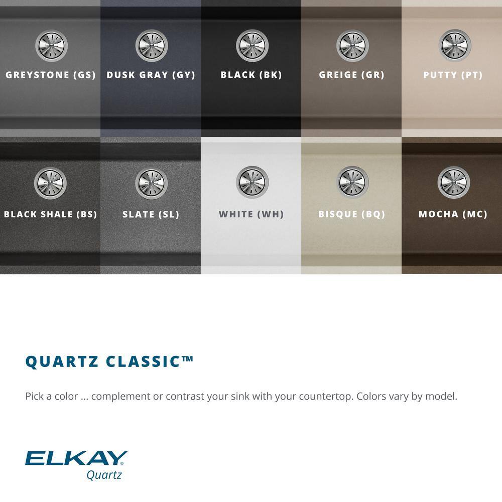 Elkay Quartz Classic Undermount Composite 33 in. Single Bowl Kitchen Sink in Black with Drain and Bottom Grid VBTHD7