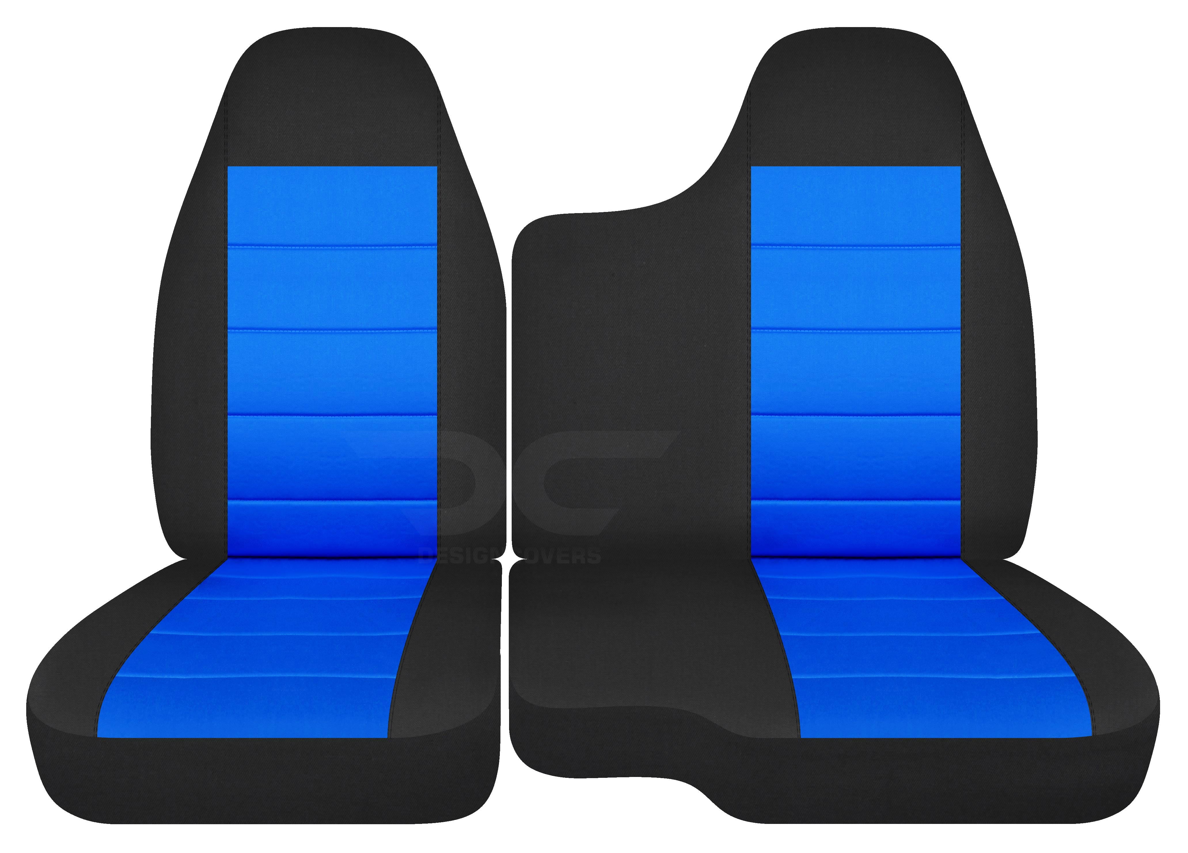 T11-Designcovers Compatible with 1998-2003 Ford Ranger/Mazda B-Series Two-Tone Truck Seat Covers (60/40 Split Bench)-No Armrest:Black and Blue velour