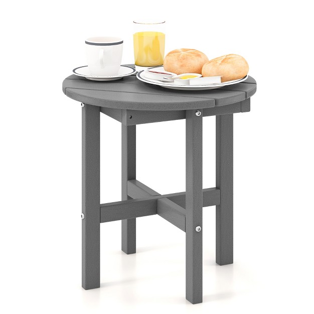 Costway Patio 18 x27 x27 Adirondack Round Side Table All Weather Hdpe End Table Outdoor Grey