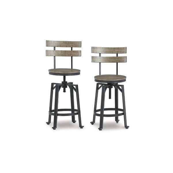 Signature Design by Ashley Lesterton Adjustable Height Swivel Barstool (Set of 2)