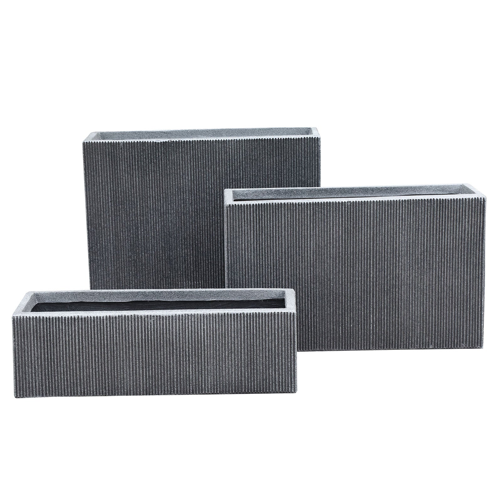 Set Of 3 Outdoor/Indoor Fiberglass Concrete Planter Box Xk-8302D+E+F