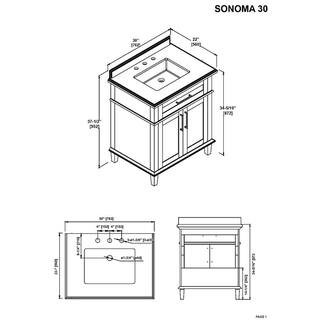 Home Decorators Collection Sonoma 30 in. W x 22 in. D x 34 in. H Bath Vanity in White with White Carrara Marble Top Sonoma 30W