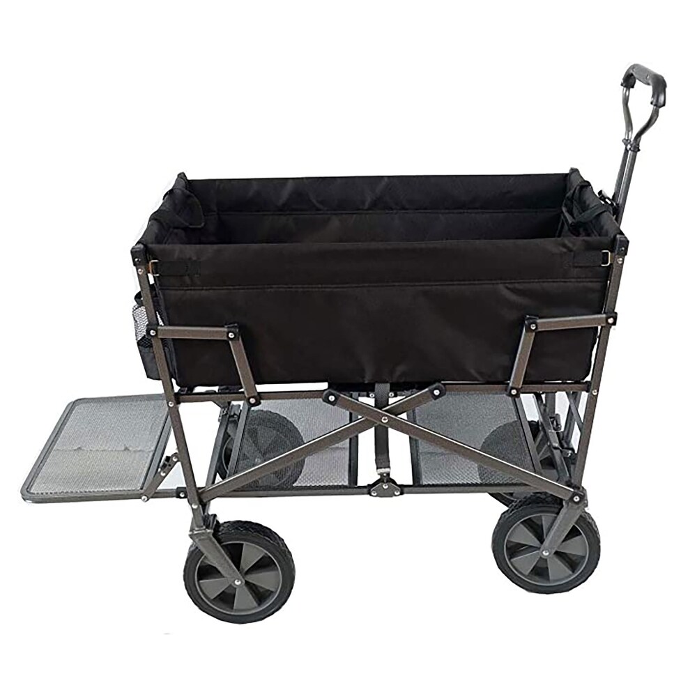 Mac Sports Double Decker Wagon: Black   Collapsible Outdoor Utility Garden Cart  150 Lb Capacity  32.5 x 17.5 x 10.5\