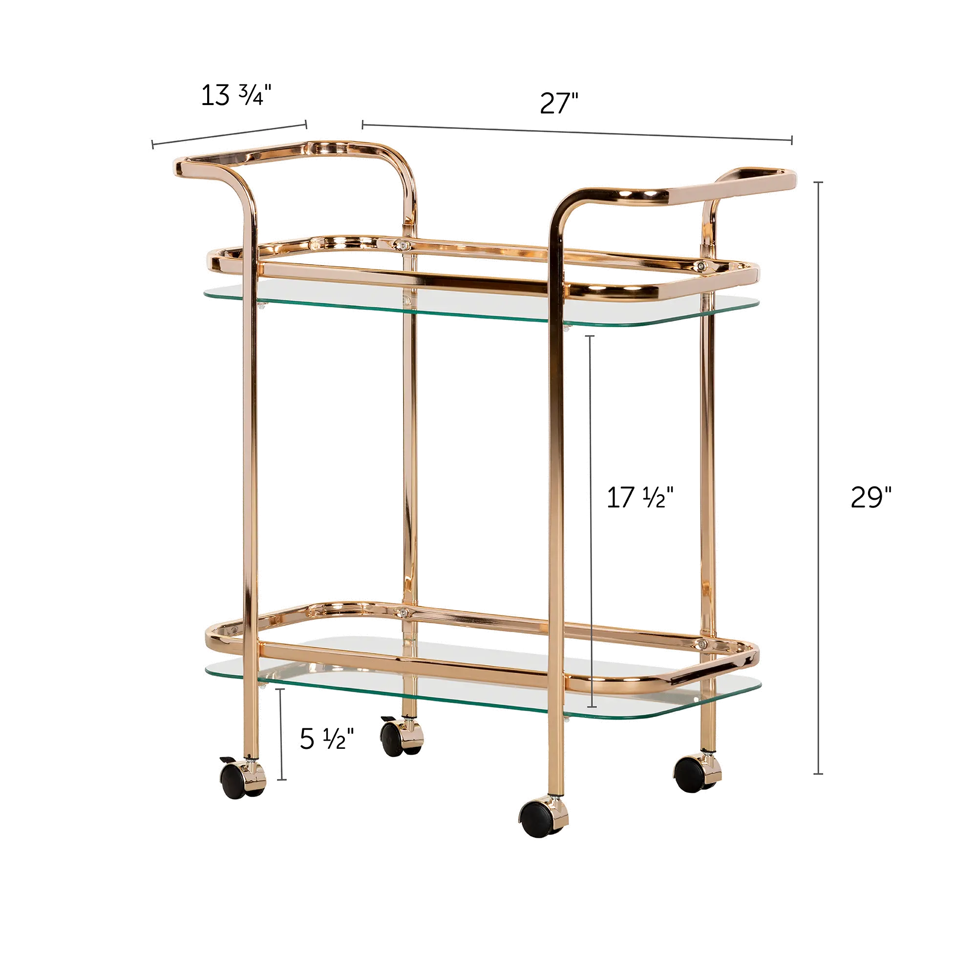 Maliza Gold Glass Bar Cart - South Shore