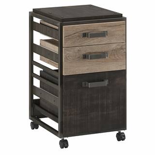 Bush Furniture Refinery Rustic GrayCharred Wood 3-Drawer Mobile File Cabinet RFF116RG-03