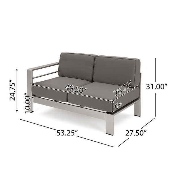 Cape Coral Fabric/Aluminum 9seat Ushaped Sectional and Fire Pit Set by Christopher Knight Home