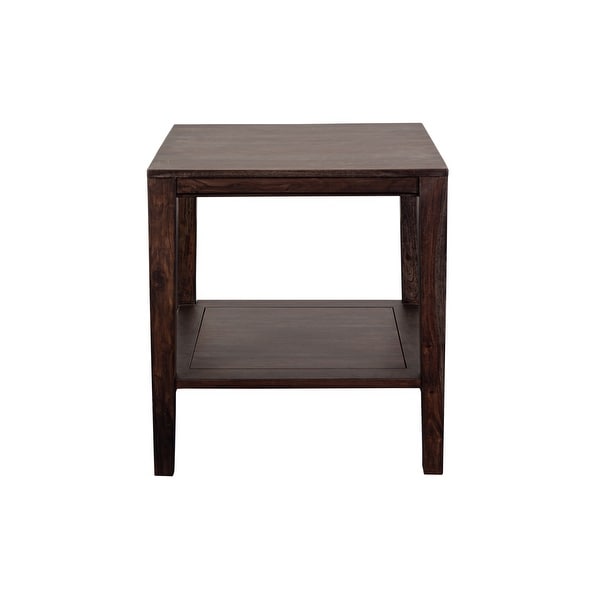 Porter Designs Fall River Solid Sheesham Wood End Table， Gray