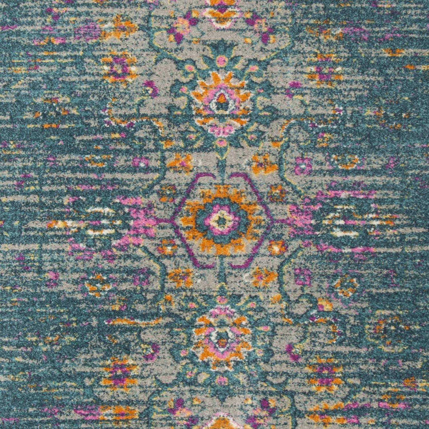 SAFAVIEH Madison Gabriel Traditional Area Rug， Blue/Fuchsia， 51 x 76