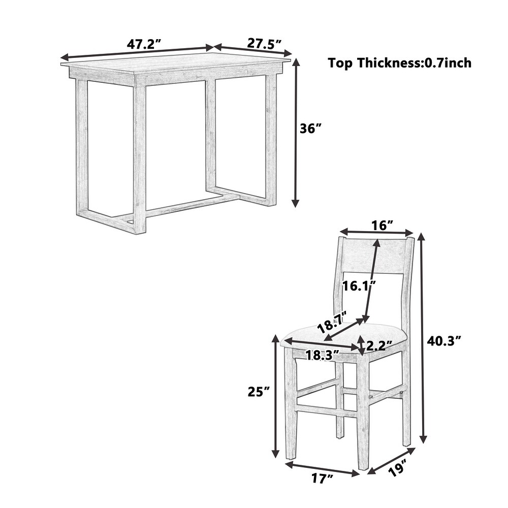 Wooden Counter Height 5 Piece Dining Table Set