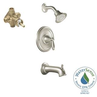 MOEN Brantford Single-Handle 1-Spray Posi-Temp Tub and Shower Faucet in Brushed Nickel (Valve Included) T2153EPBN-2520