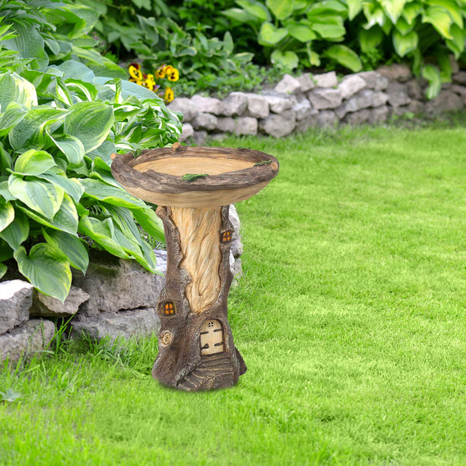 Tuscom Beautiful Sunflower Bird Bath Brown Pedestal Handmade For Outdoor