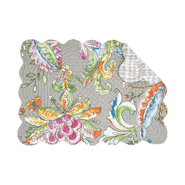 C amp f Home Frey Quilted Reversible Colorful Paisley Placemat Set Of 6