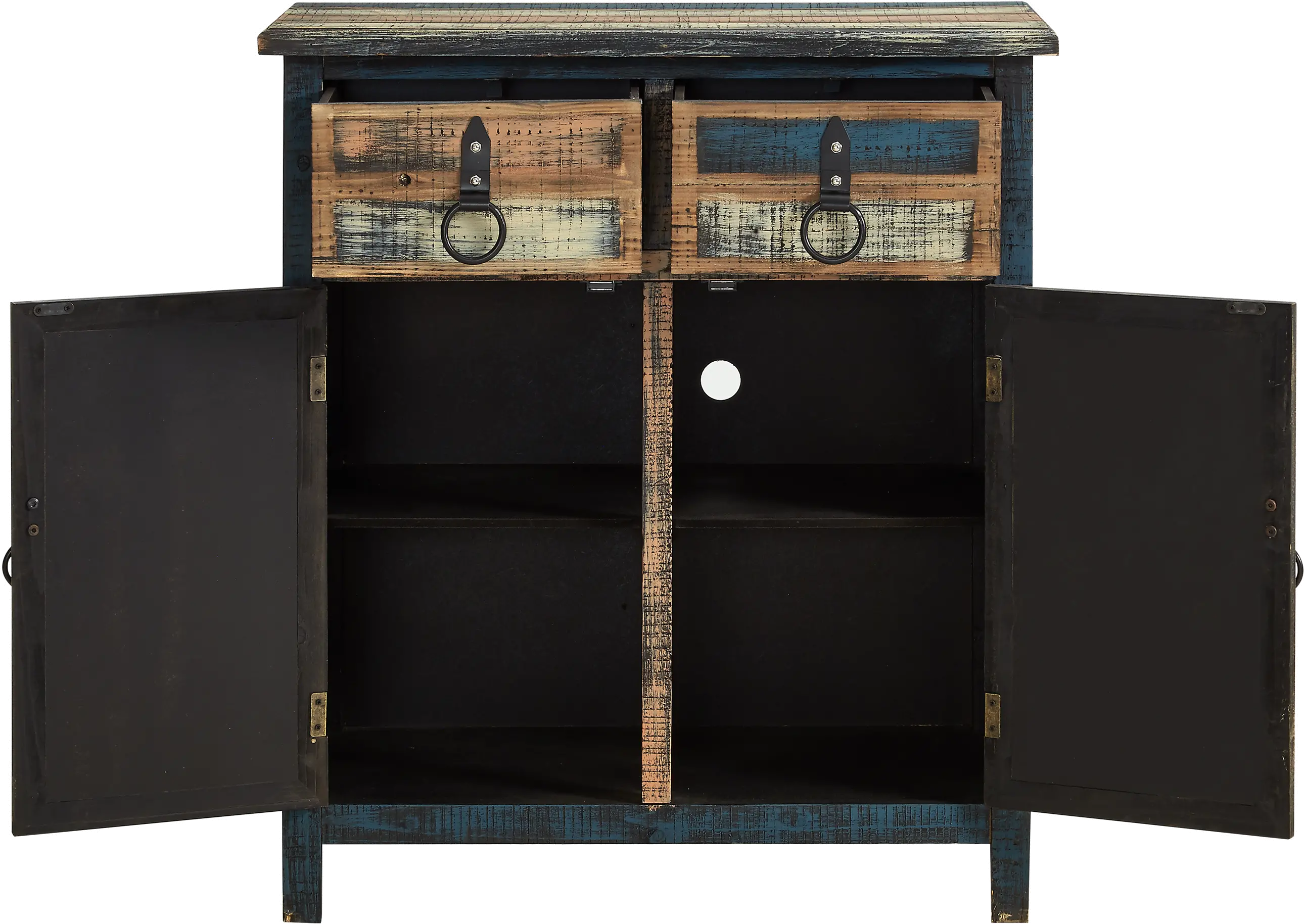 Calypso Rustic Blue 2 Drawers 2-Door Console