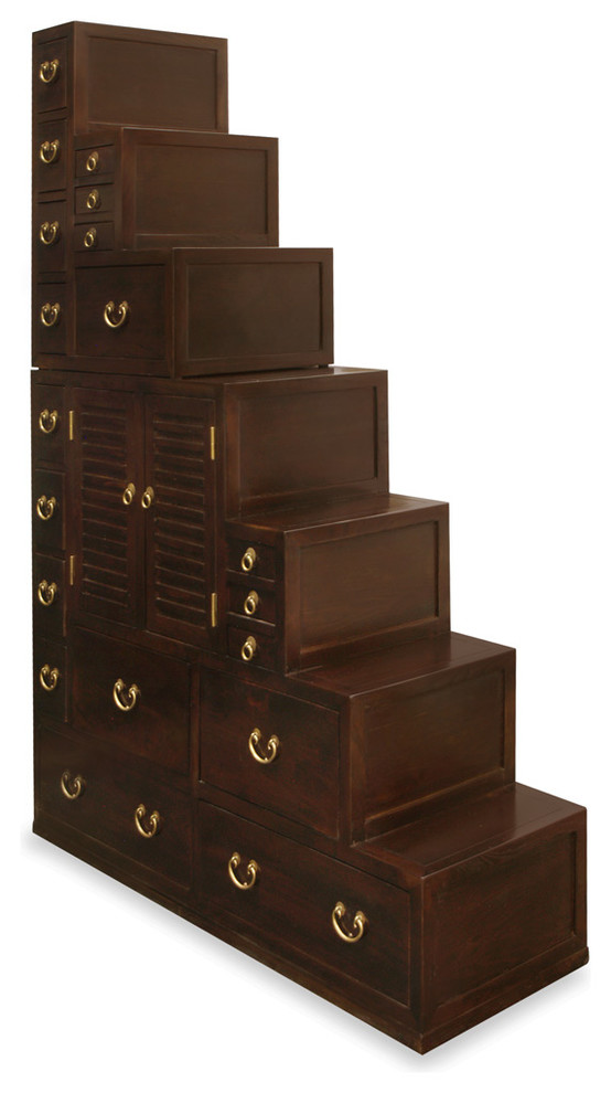 Dark Espresso Finish Elmwood Grand Japanese Step Tansu Chest   Asian   Accent Chests And Cabinets   by China Furniture and Arts  Houzz