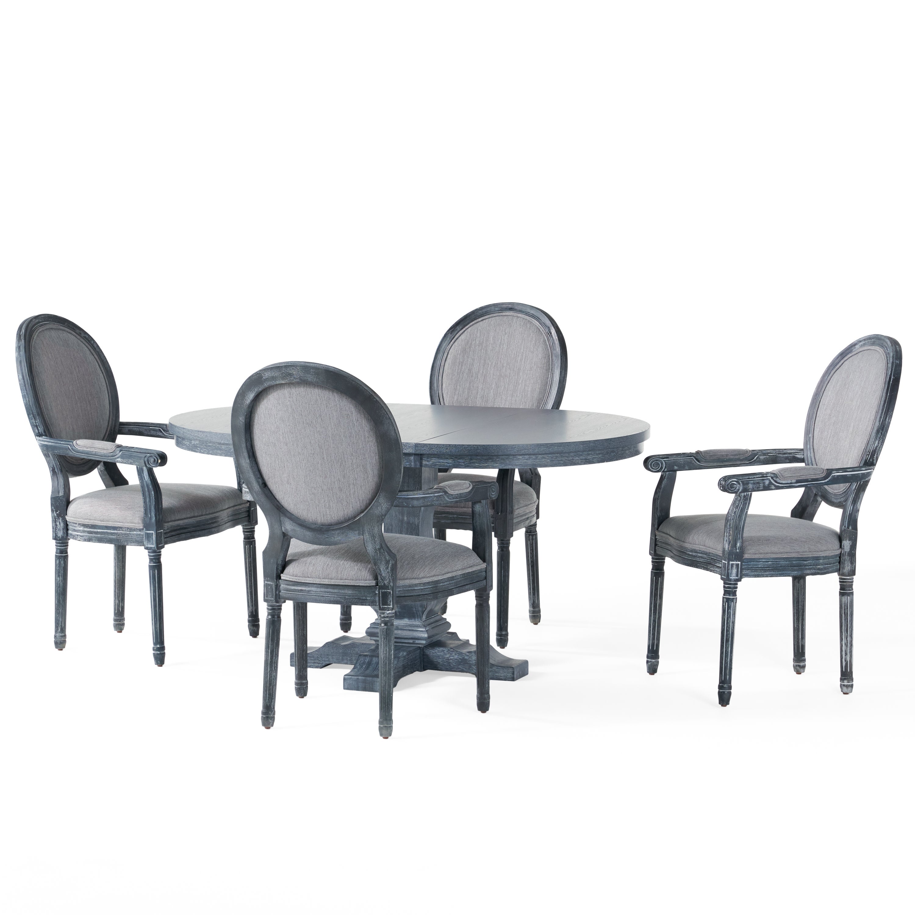 Aisenbrey French Country Wood 5-Piece Expandable Oval Dining Set