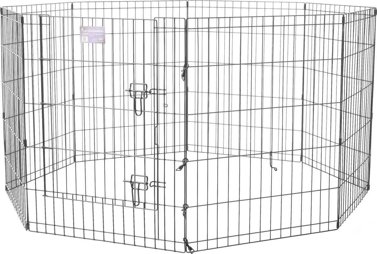 MidWest Wire Dog Exercise Pen with Step-Thru Door， Black E-Coat