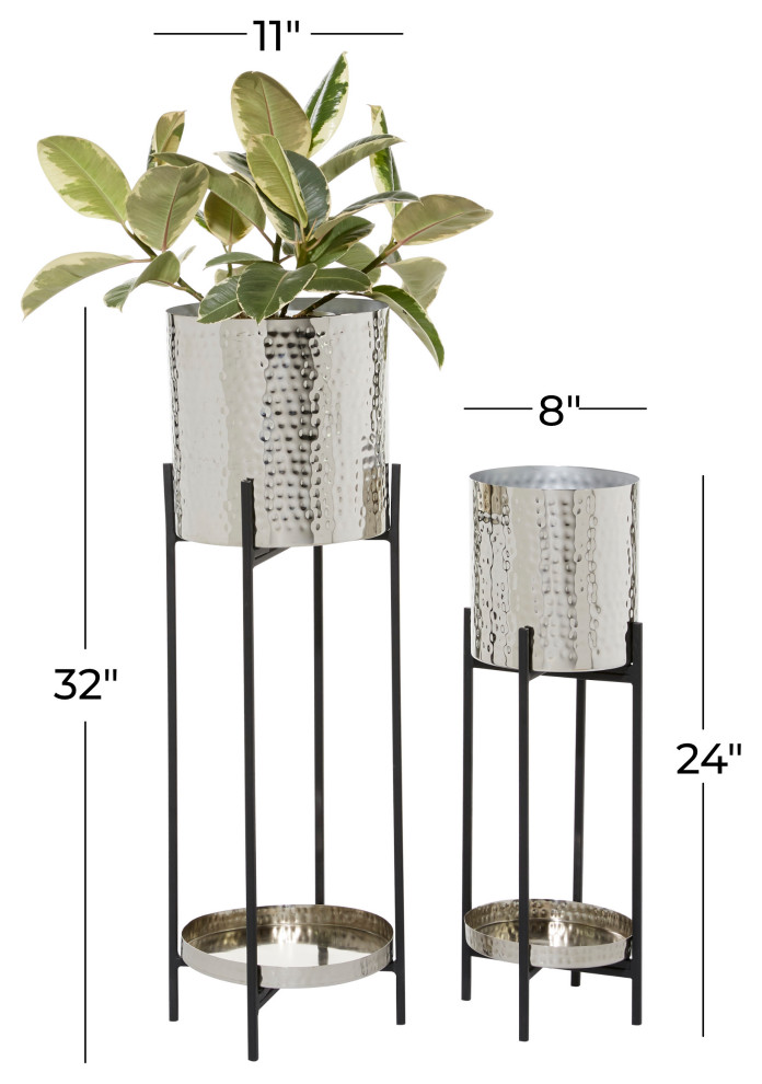 Modern Silver Metal Planter 80792   Transitional   Outdoor Pots And Planters   by Brimfield  ampMay  Houzz