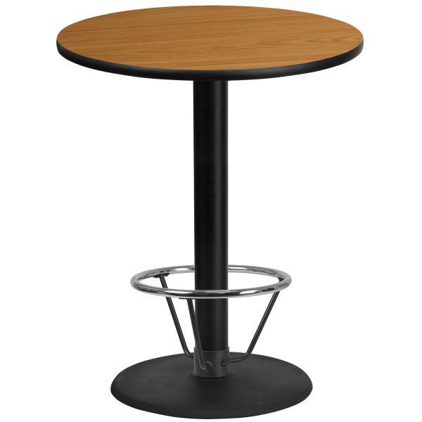 Stiles 36'' Round Natural Laminate Table Top with 24'' Round Bar Height Table Base and Foot Ring