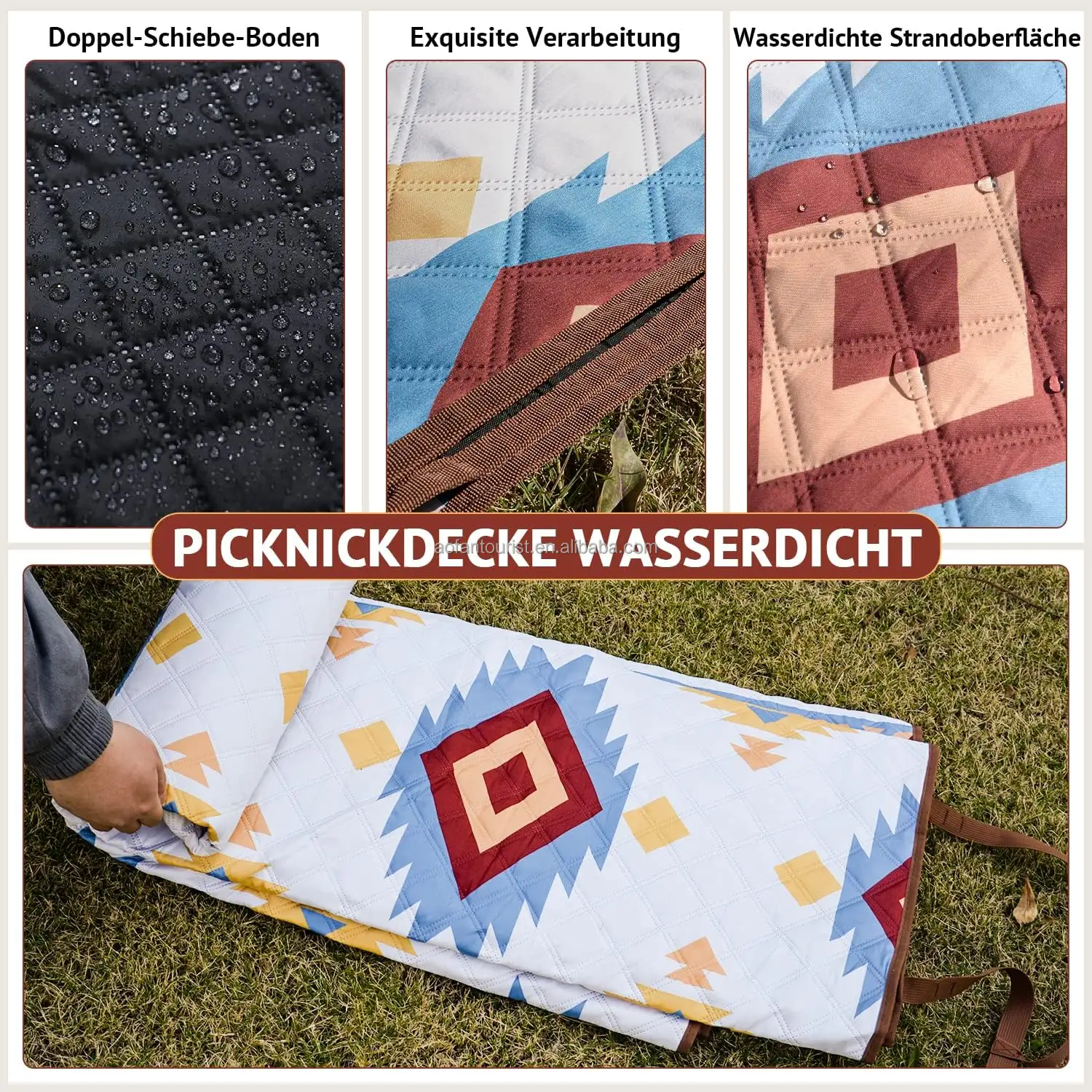 Outdoor Picnic Blanket 200 x 200 cm Beach Blanket Sand Free Portable Washable Beach Mat Picnic Blanket for Beach Picnic