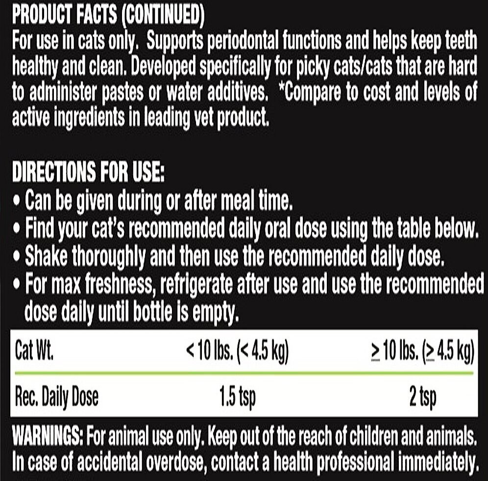 Liquid-Vet Teeth and Gums Support Seafood Flavor Cat Supplement， 8-oz bottle