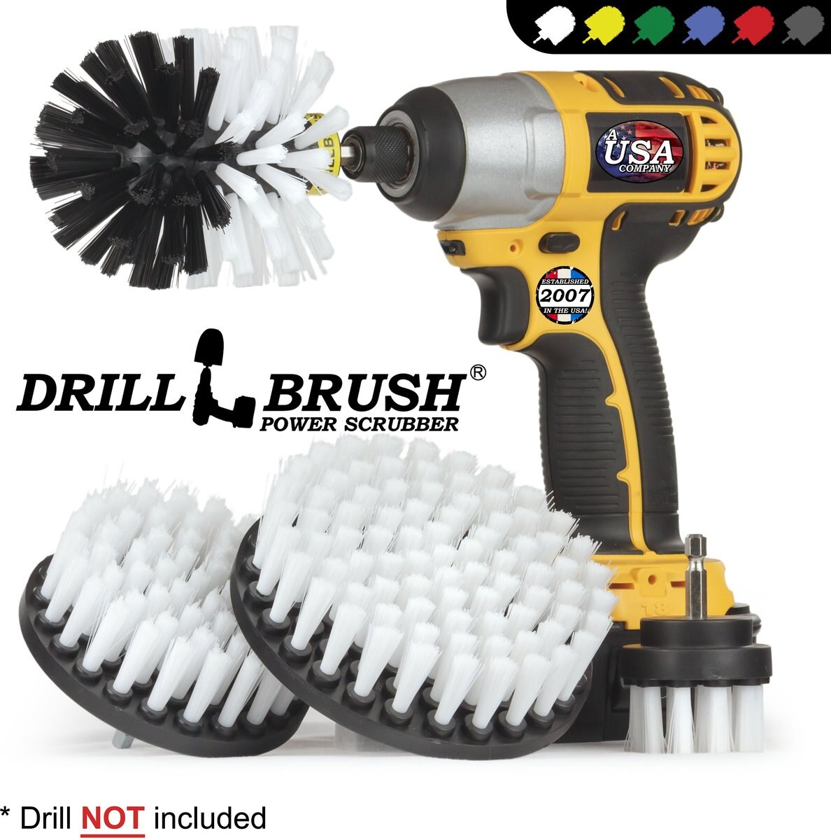 Drillbrush Power Scrubber 4-Piece Pet Hair Removal Kit， Soft Bristle Drill Brush