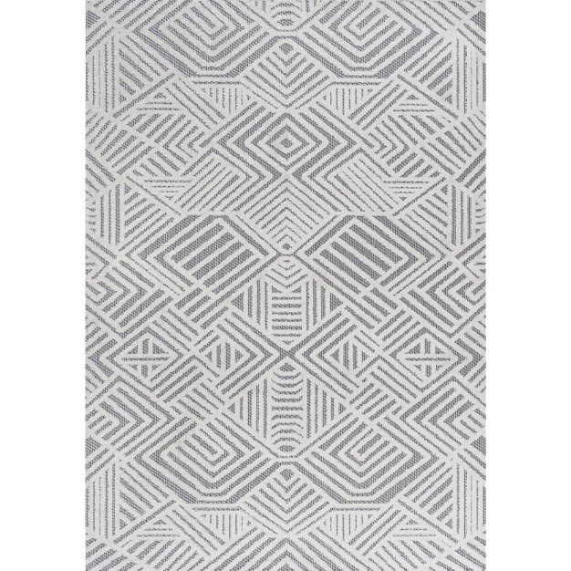 Jordan High low Pile Art Deco Geometric Indoor outdoor Area Rug Jonathan Y